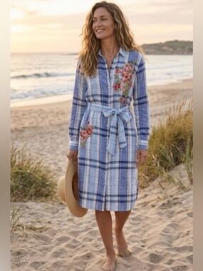 LAUREN Ralph Lauren Button Down 100% Linen Shirt Dress size 14